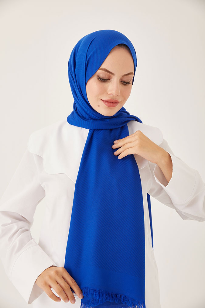 Çizgili İpeksi Pamuk Jakar Şal