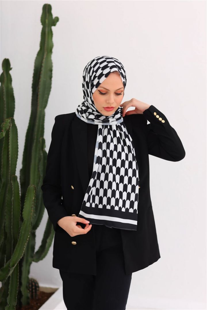 Jasmine Dijital Medine İpeği Kaz Ayağı Desen