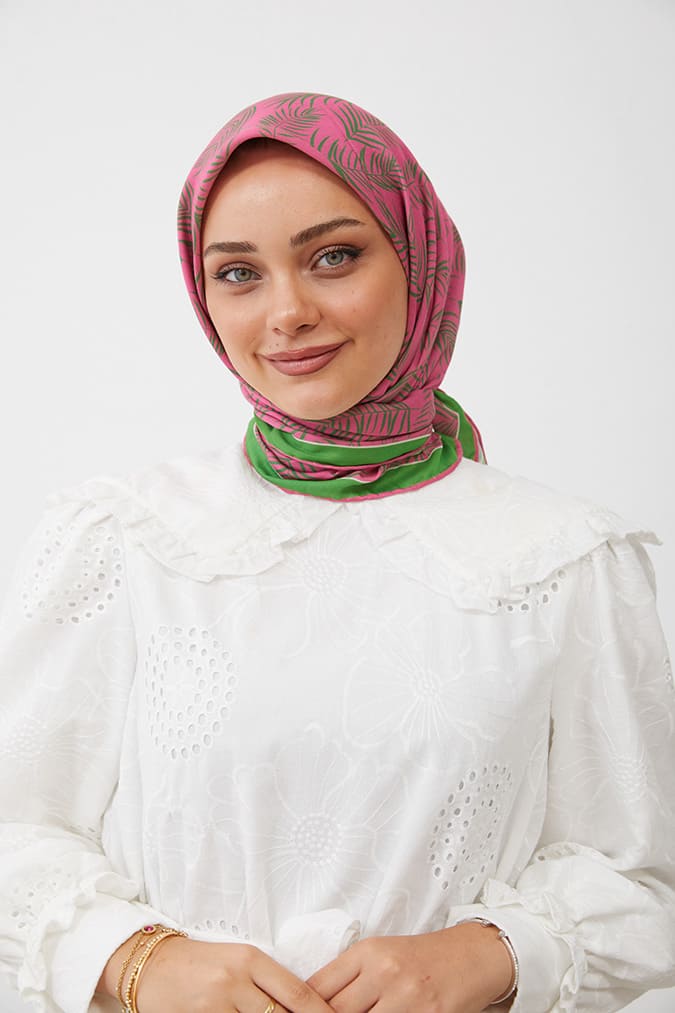 Dijital Soft Eşarp Yaprak Desen