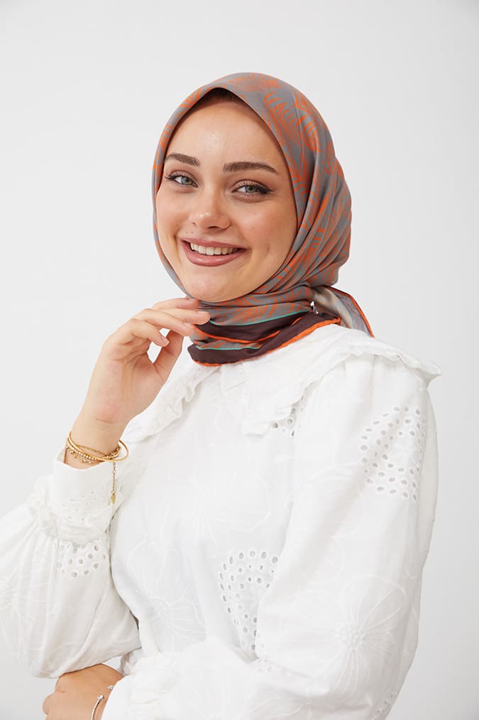Dijital Soft Eşarp Yaprak Desen