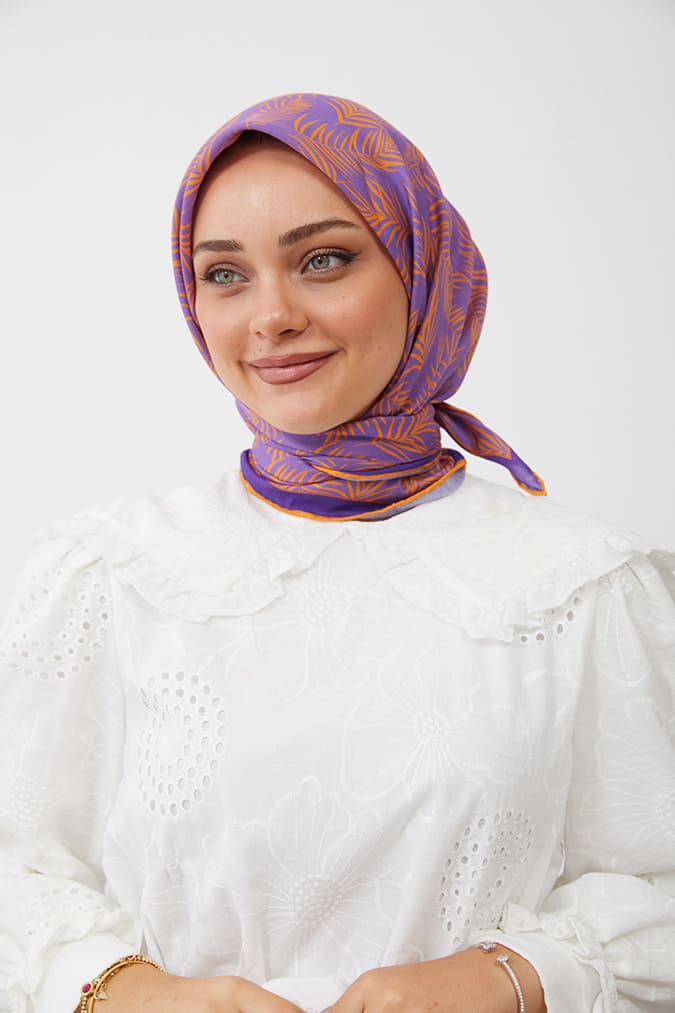 Dijital Soft Eşarp Yaprak Desen