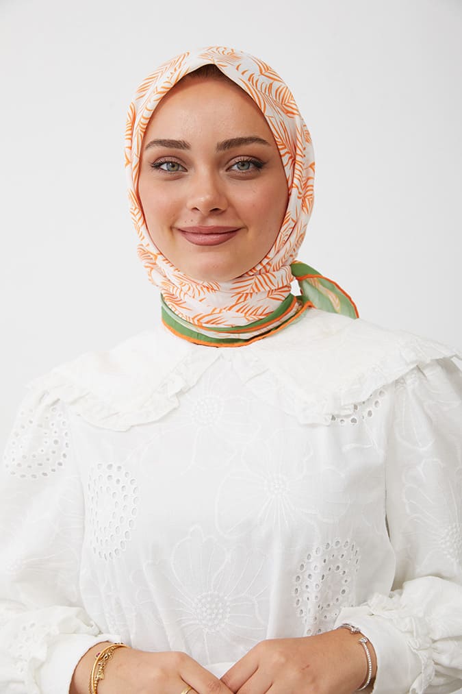 Dijital Soft Eşarp Yaprak Desen