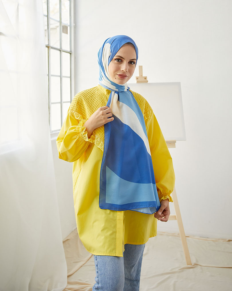 Geometrik Desen Dijital Soft Şal