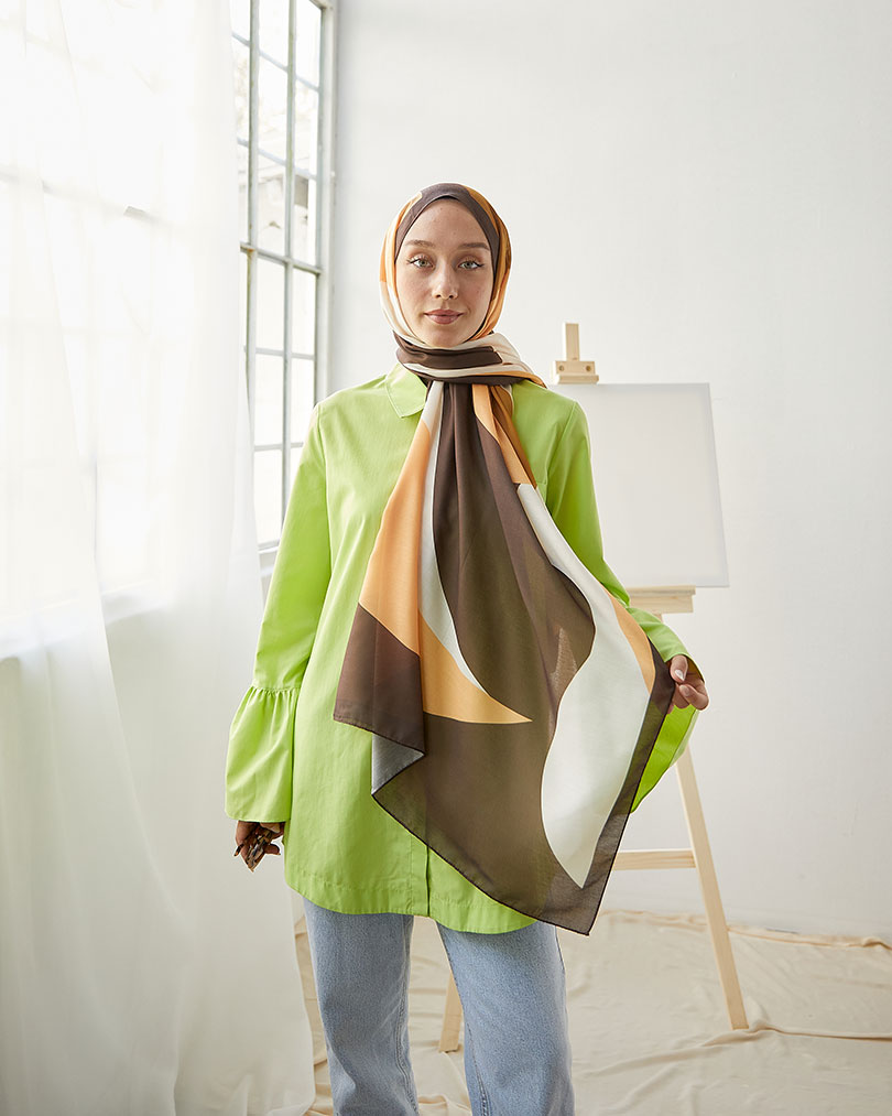 Geometrik Desen Dijital Soft Şal