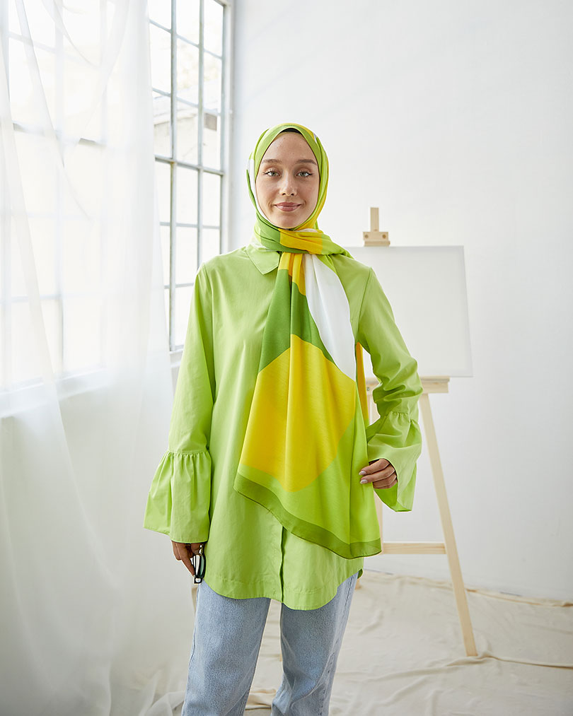 Geometrik Desen Dijital Soft Şal
