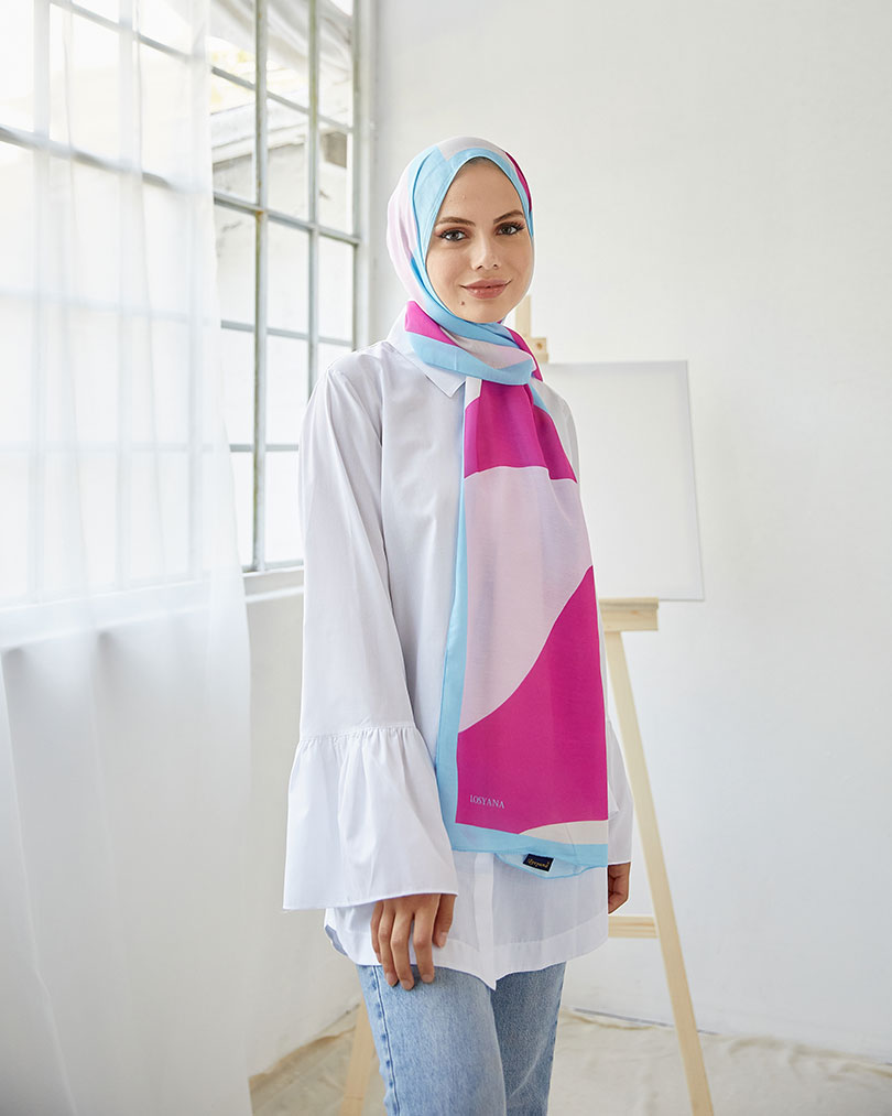 Geometrik Desen Dijital Soft Şal