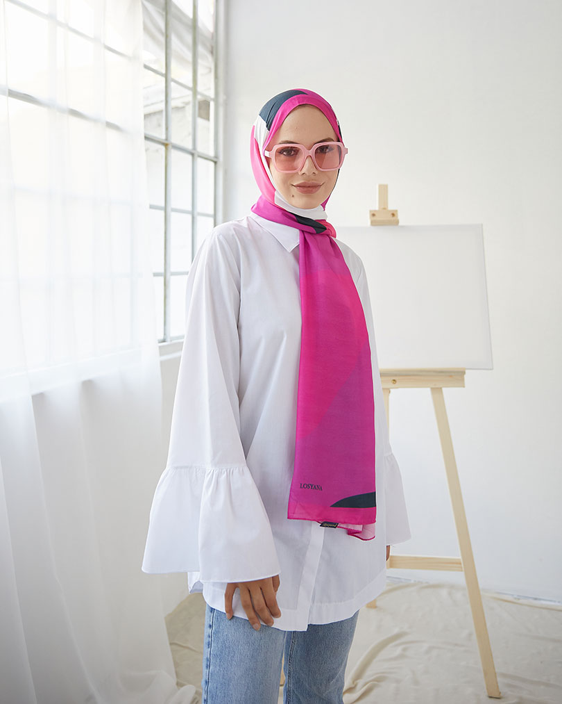 Geometrik Desen Dijital Soft Şal