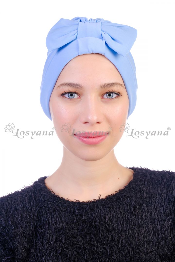 Fiyonklu Bone Bebe Mavisi