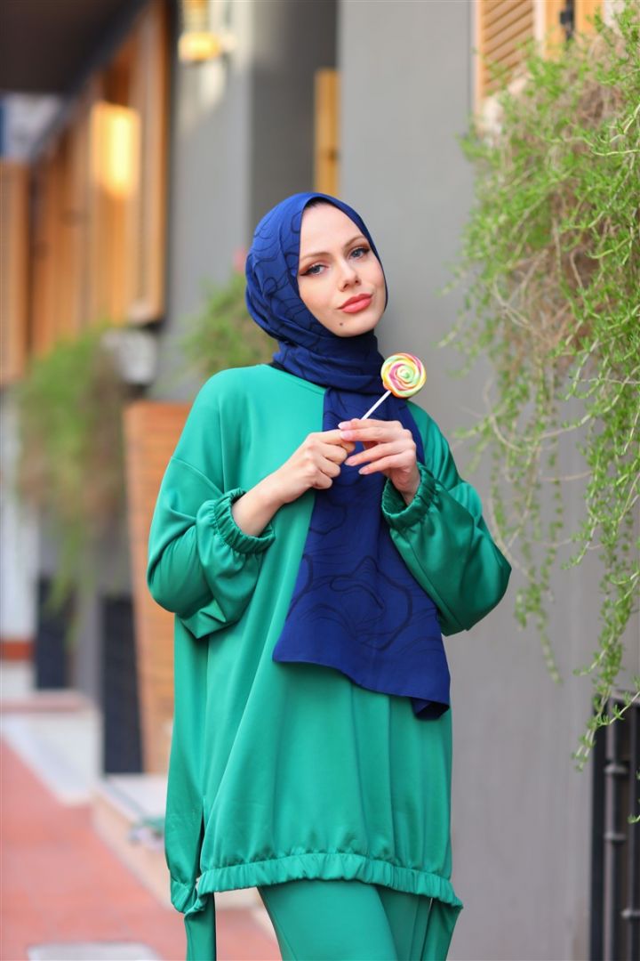 NATURAL KREP KARMA DESEN Lacivert