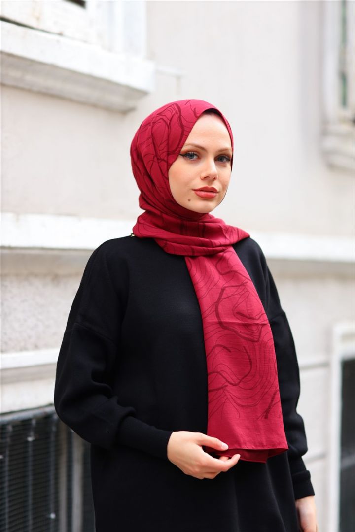 NATURAL KREP KARMA DESEN Bordo