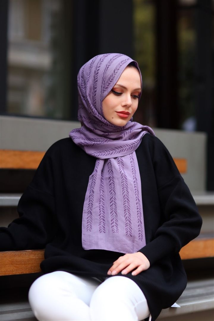 NATURAL KREP YAPRAK DESEN LAVANTA